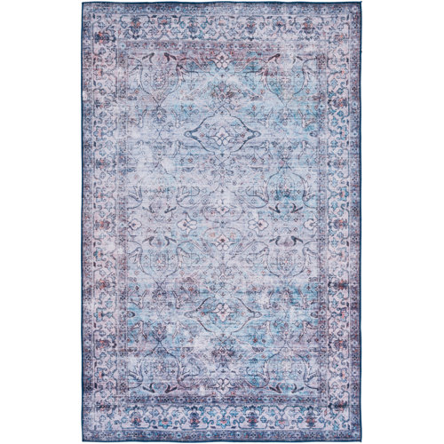 Langley Street Ziebarth Performance Aqua/Pink Rug Wayfair